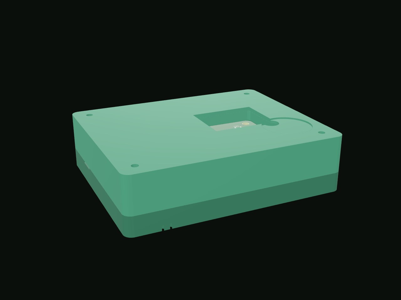 The Safi enclosure, closed: base and lid assembled, 3D model generated from the FreeCAD sources